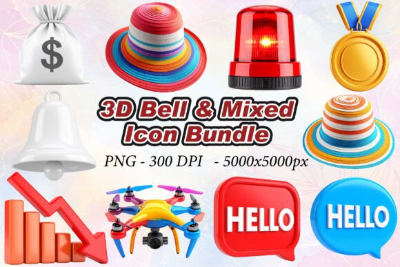 3D Bell Mixed Icons: Elevating Your Design with High-Resolution Precision