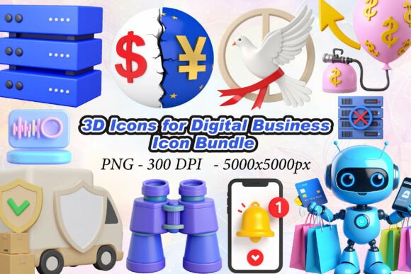 3D Icons for Digital Business: Elevating Your Brand with High-Resolution Visuals