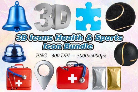 3D Icons Health Sports for Modern Design