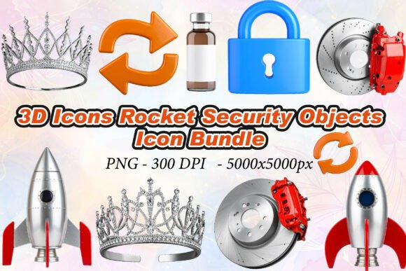 3D Icons Rocket Security Objects: Elevating Design with High-Resolution Visual Assets