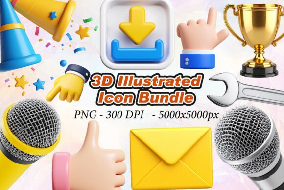 3D Illustrated Icon Bundle: A Design Asset