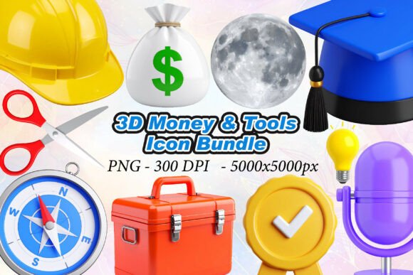 3D Money Tools Icons: Elevating Digital Finance Design with High-Resolution Assets