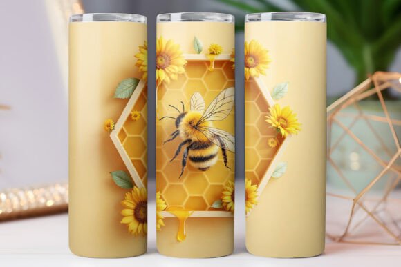 Bee Sunflower Tumbler Wrap 3D JPG Design: Elevating Your Sublimation Projects