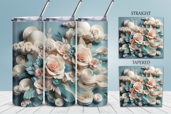 Bluish 3D Floral Design Wrap