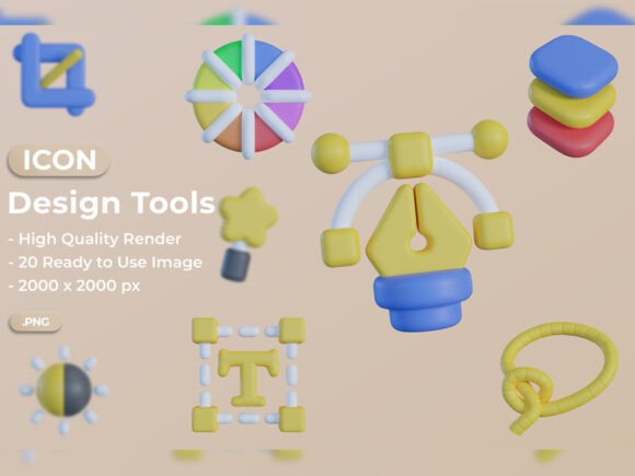 Chubby 3D Design Tool Icons for UI