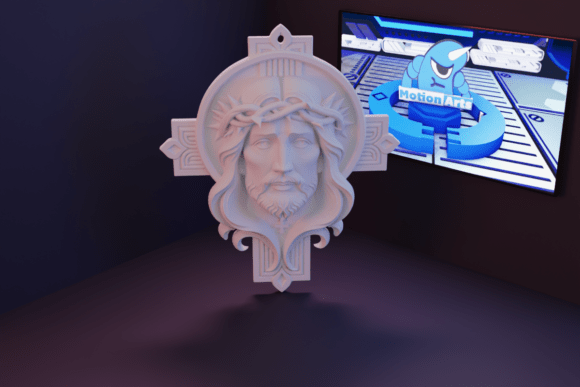 Cruz Com Rosto De Jesus: 3D Faith Art