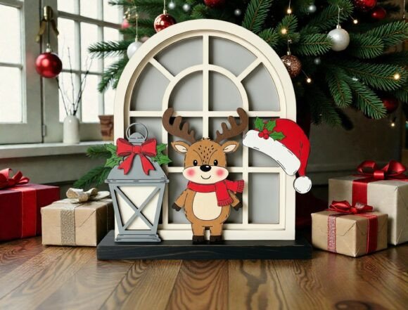 Cute Reindeer Window Scene SVG: Integrating Layered Design into Your Holiday Workflow