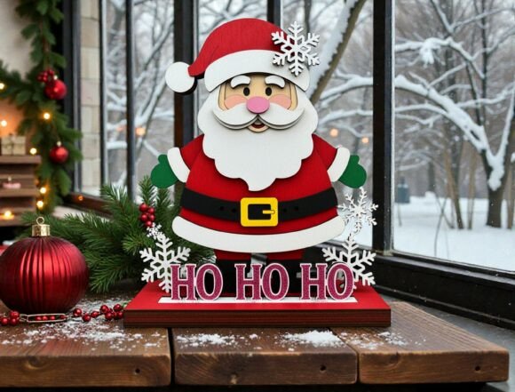 Elevating Holiday Craftsmanship with the Cute Santa HO HO HO 3D Standing Sign SVG