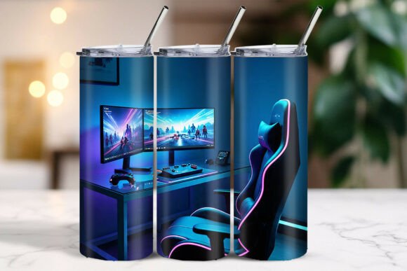 Gamer Room LED Isometric Tumbler Wrap