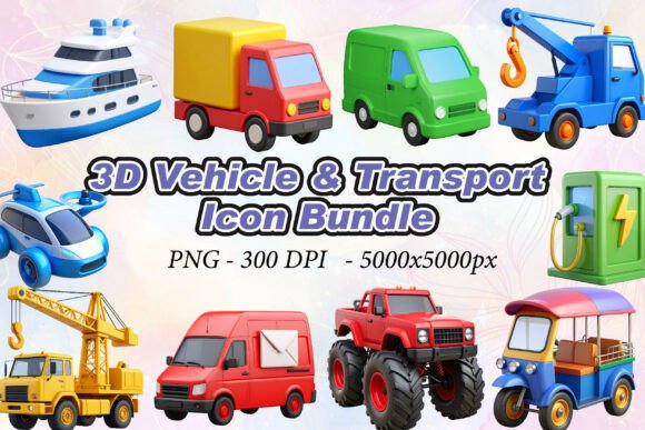 Strategic Visual Communication with 3D Vehicle Transport Icons PNG